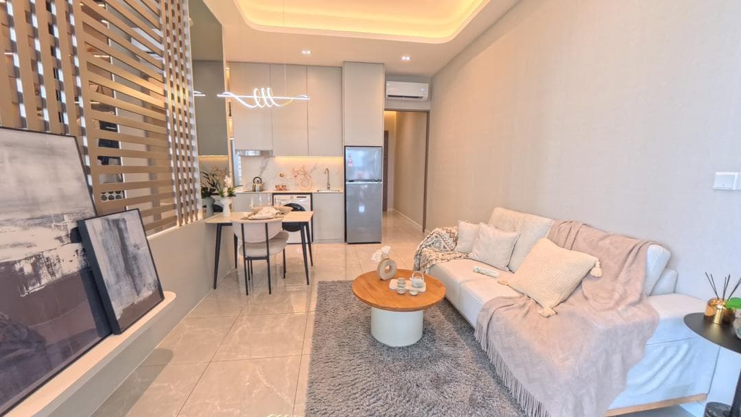 CTC Skyone show unit living and dining area, Johor Bahru CIQ serviced apartment