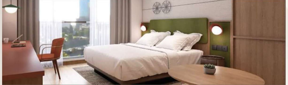 Furnished Hyatt Place suite bedroom interior at Richmond JBCC