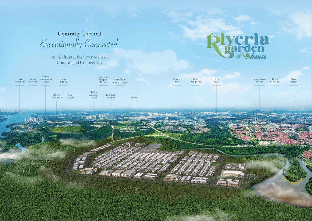 Riveria Garden at Wawari location map showing nearby amenities, Iskandar Puteri Johor Bahru