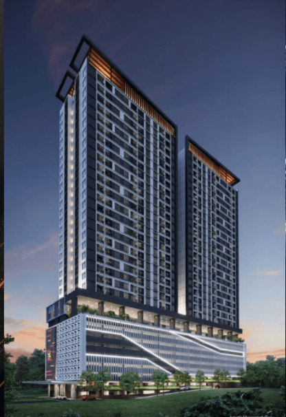 Paragon Signature Suites twin tower exterior rendering, Johor Bahru CIQ high-rise by Joland