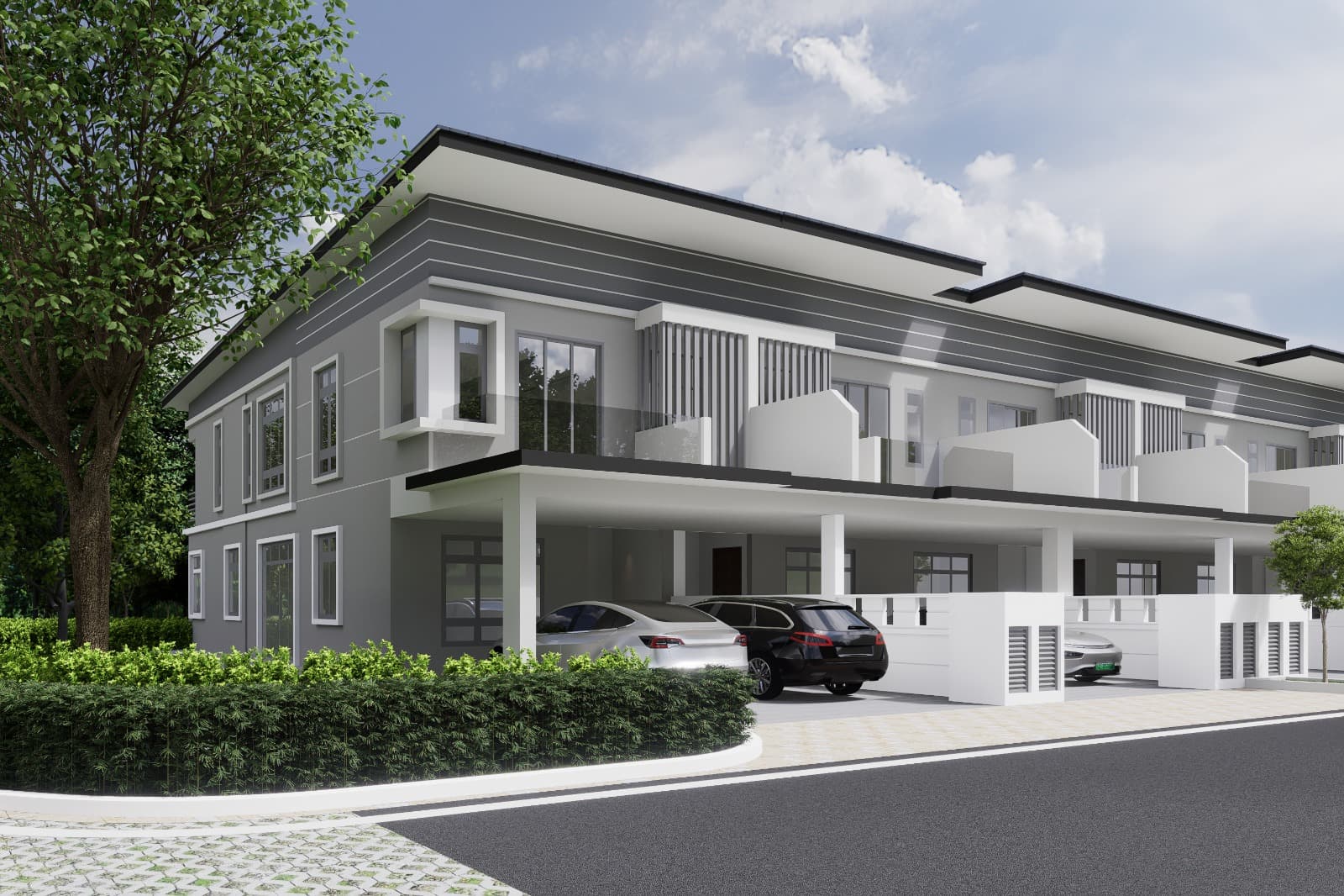 Aurora 1 Terrace Home facade exterior rendering, Bestari Indah Johor Bahru by KSL Holdings