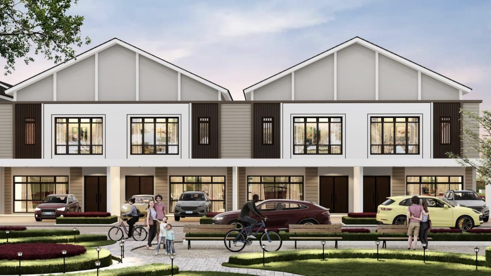 Ascent Park two-storey terrace house facade rendering, Iskandar Puteri Johor Bahru