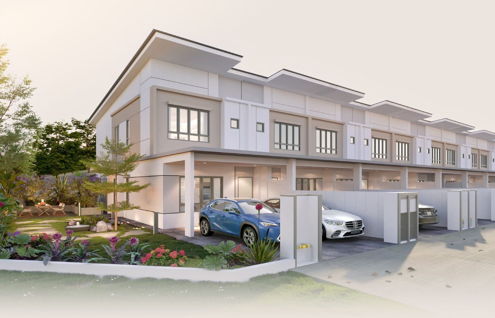 Fraser Heights Terrace Home exterior facade render, Gelang Patah Johor Bahru by Tropicana Uplands