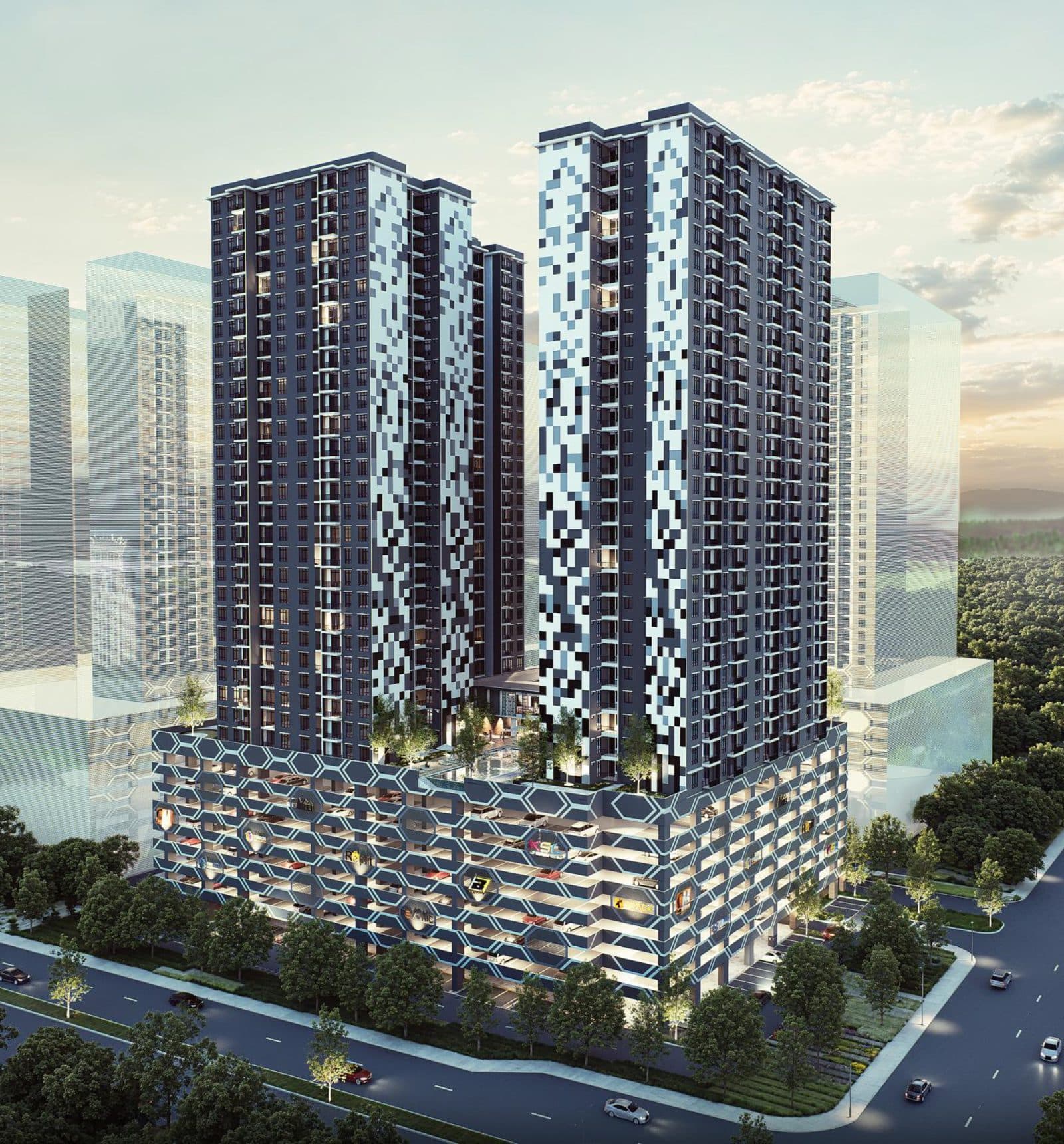 Jewel Residences exterior facade aerial view, Masai Johor Bahru by KSL Holdings