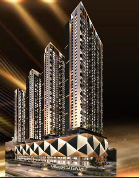 Paragon Gateway facade night render, serviced apartment near Johor Bahru CIQ by Joland