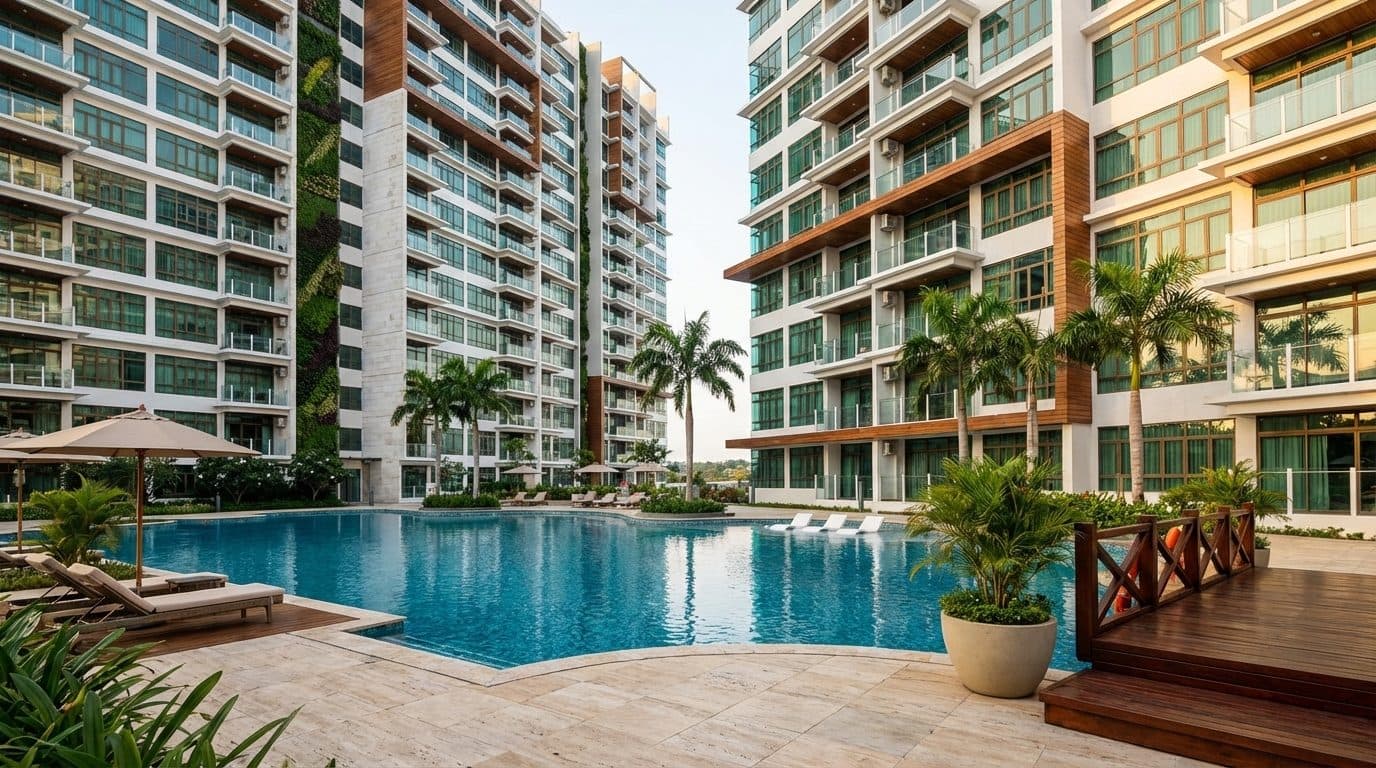 Parc Regency Serviced Apartment resort-style swimming pool with twin towers, Plentong Johor Bahru