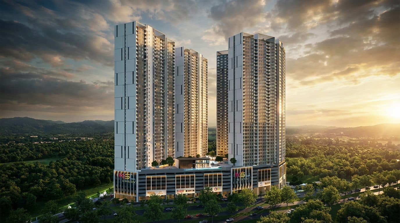 KSL Riverhaus Serviced Apartment aerial facade view, Iskandar Puteri Johor Bahru