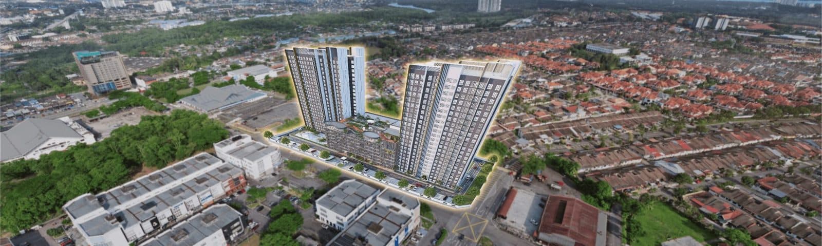 SKY Curve Serviced Apartment aerial view, Bandar Baru Uda Johor Bahru by SP Setia