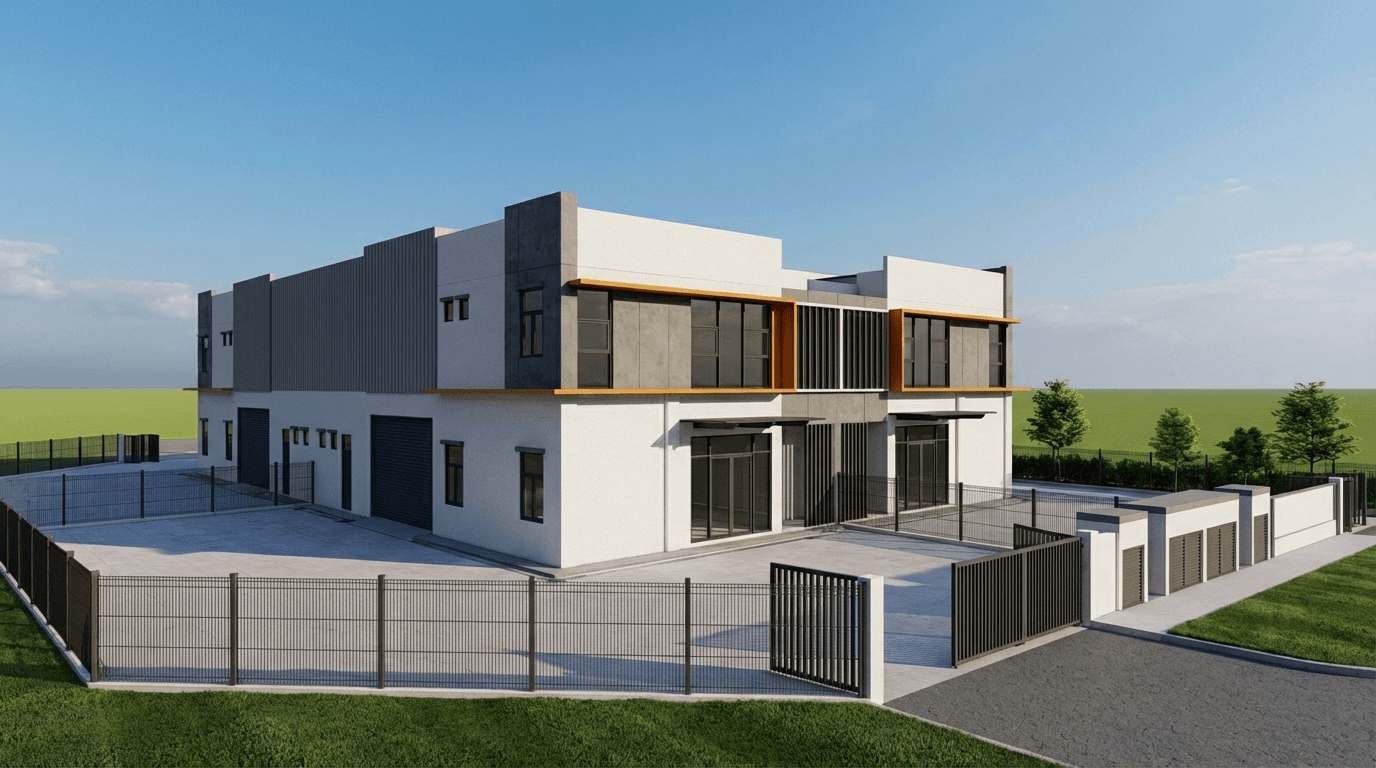 KSL Semi-d Factory exterior facade rendering, Bestari Indah Johor Bahru