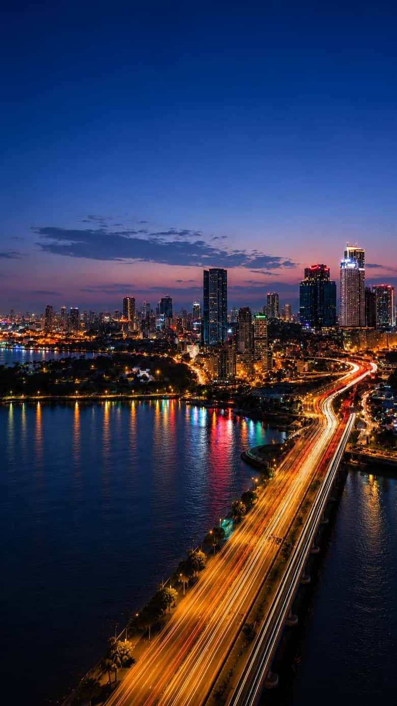 Johor Bahru skyline at night — new launch properties